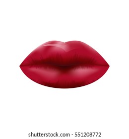 red lips on a white background
