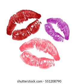 red lips on a white background