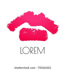 Red lips on white background. Realistic vector illustration. Lips logo.