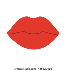 Red lips opened. Sexy and glossy female lips. Fashionable makeup and white teeth. Closed lips.