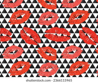 red lips over abstract background