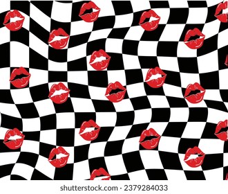 labios rojos sobre fondo abstracto