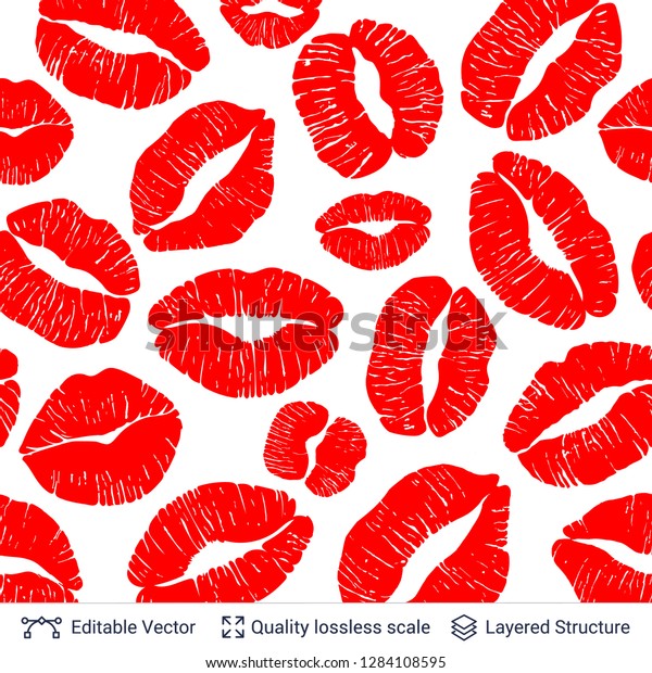 Red Lips Print Isolated On White Stock Vector (Royalty Free) 1284108595