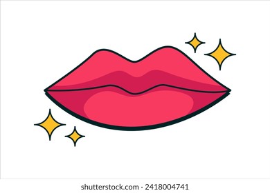 Red Lips Retro Sticker Design