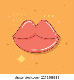 red lips retro style icon