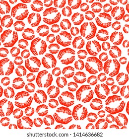 red lips seamless pattern vector illustration
