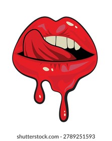 red lips and a seductive tongue