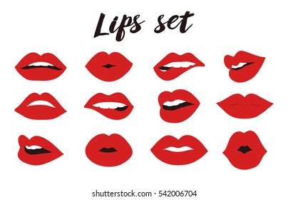 red lips set vector design