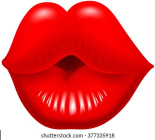 Red lips sexy isolated on white background 