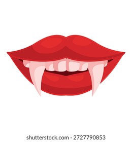 Labios rojos que muestran colmillos de vampiro mordiendo para la fiesta de halloween