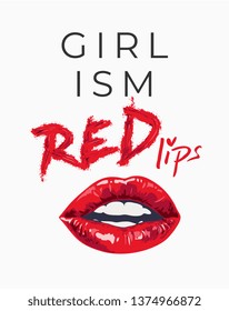 red lips slogan with lips illustration