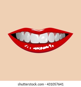 Red lips smile vector