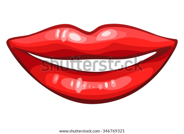 Download Red Lips Smile Vector Stock Vector (Royalty Free) 346769321