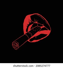 labios rojos tabiques mano dibujados como vectores