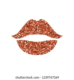Red lips with sparkle. Vector illustration. Icon kiss