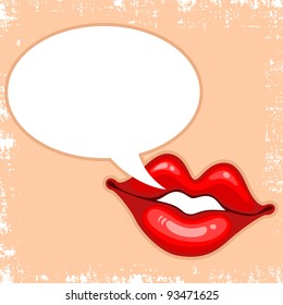 Red lips with speech bubble