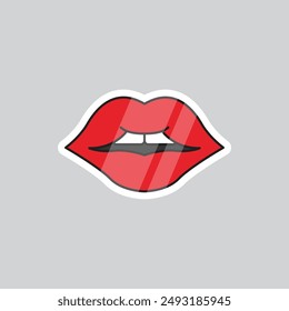 Ilustración vectorial adhesiva de labios rojos