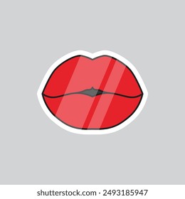 Ilustración vectorial adhesiva de labios rojos