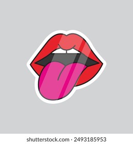 Red Lips Aufkleber Vektorillustration