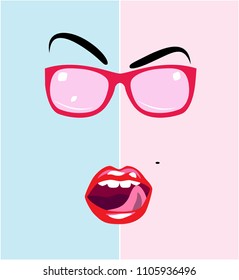 Red lips and sunglass