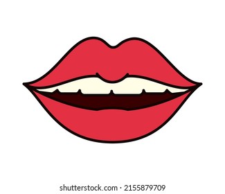 red lips and teeth on white background