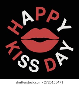 Red lips with text kiss app day in red and white