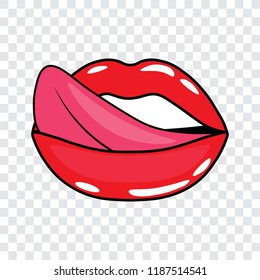 Red lips and tongue, vector illustration.