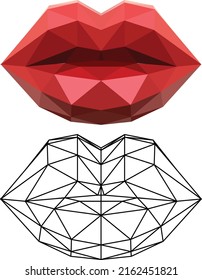 labios rojos del logotipo geométrico de triángulos