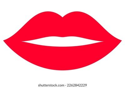 Red lips vector icon isolated on white background, simple lips silhouette