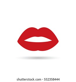Red lips vector icon, kiss simple isolated illustration.