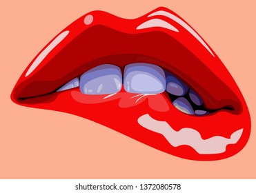 Red lips. Vector illustration
