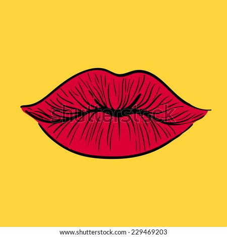 Red lips. Vector illustration. 
