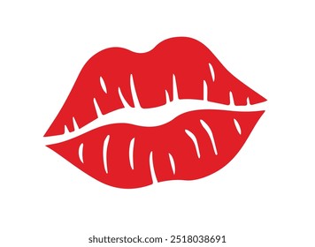 Labios rojos. Ilustración vectorial, icono de la boca de la mujer hermosa. Se puede utilizar para diseñar camisas, tarjetas, logotipos, etc.