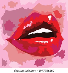 Red lips vector illustration digital painting