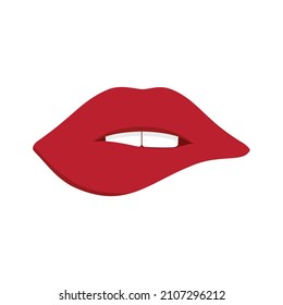 Ilustración vectorial de labios rojos. Icono aislado en blanco.