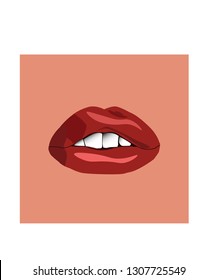 red lips  vector illustration pin-up art 