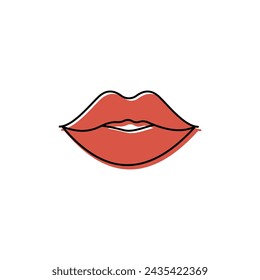 Red lips vector line art