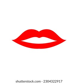 Ilustración del símbolo vector labios rojos sobre fondo blanco..eps