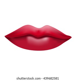 Red lips volume image. Isolated vector object. White background. Vector illustration.