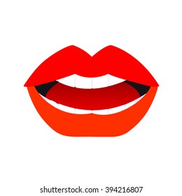 Red lips and white teeth