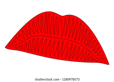 Red lips in white or transparent background for illustration of face. Illustration of female lips.
