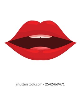 Rote Lippen sind weit offen und zeigen den Mund, als ob sie sprechen oder singen