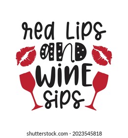 Red Lips Wine Sips Svg Design Stock Vector (Royalty Free) 2023545818 ...