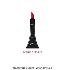 Red lipstic vector design graphic rouge a levres Parisian cosmetics luxury style 