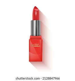 Red lipstick 3d illustration of a beautiful illustration. Isolated realistic lipstick on white background, vector format
