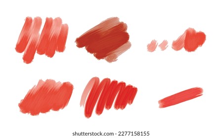 Red lipstick abstract line and spot hand drawn textured. Brush texture spot design element.