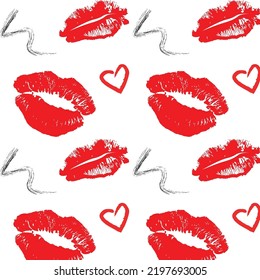 red lipstick and black ink pattern