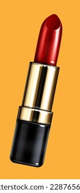 lápiz labial rojo en el embalaje negro