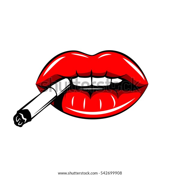 Red Lipstick Cigarette Vector Illustration Isolated Stock Vector ...