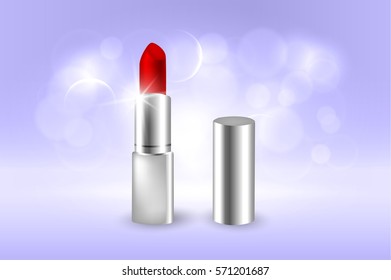Red lipstick design.Vector makeup template.